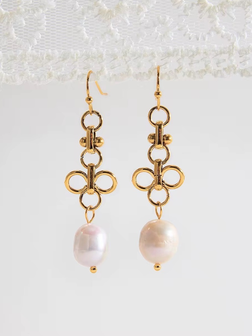 18K Gold Plated Freshwater Pearl Drop Earrings